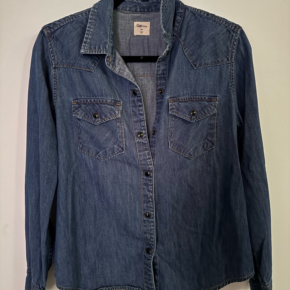 GAP Blue Denim Button-Down Shirt